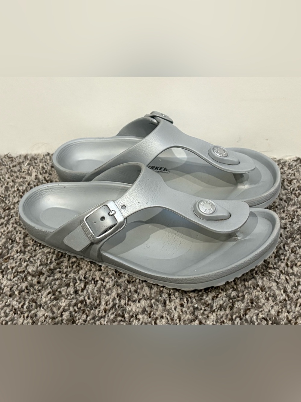 Birkenstock Waterproof Gizeh EVA Thong Sandals - Silver Size 31 EU Size 13c US